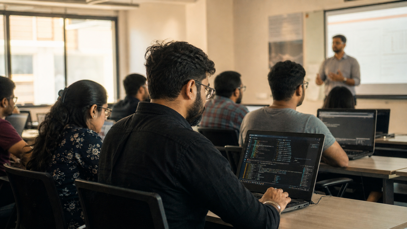 Learners in an enterprise SIEM training class